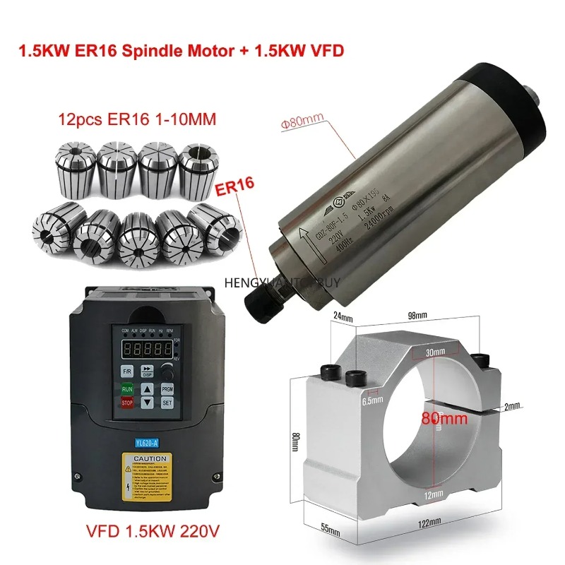 Er20 Collet Chuck Spindle Motor 220V - Kit moteur de broche refroidi par